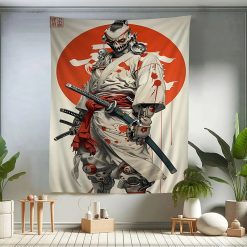 Tenture Murale Japonaise Manga Samouraï Crâne Sanglant