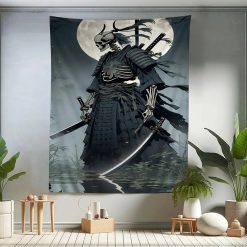 Tenture Murale Japonaise Manga Samouraï Squelette de la Lune