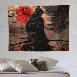 Tenture Murale Japonaise Manga Samouraï du Soleil Rouge
