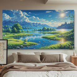 Tenture Murale Japonaise Paysage Lacustre façon Anime