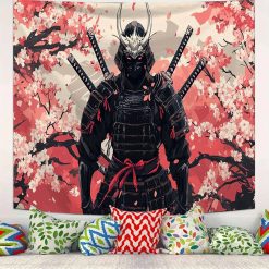 Tenture Murale Japonaise Samouraï des Fleurs de Cerisier