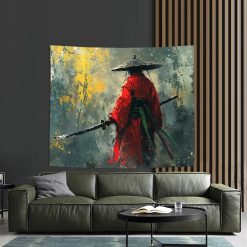 Tenture Murale Japonaise Samouraï du Kimono Rouge