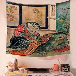 Tenture Murale Japaonaise Ukiyo-e Les Grenouilles du Rituel Fantôme