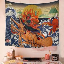 Tenture Murale Japonaise Ukiyo-e Samouraï du Soleil en Flammes