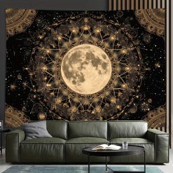 Tenture Murale Mandala Éclat Lunaire Doré