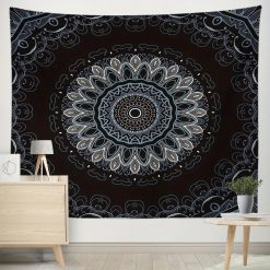 Tenture Murale Mandala Énergie Géométrique Bleue