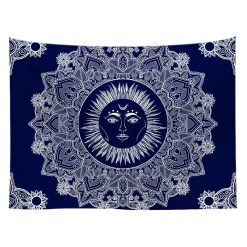 Tenture Murale Mandala Soleil Mystique Bleu Nuit