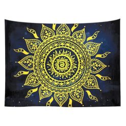 Tenture Murale Mandala Soleil d’Or Mystique