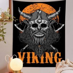 Tenture Murale Viking Crâne Guerrier du Ragnarok ⚔️💀🔥