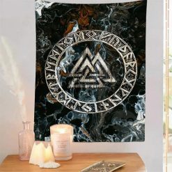 Tenture Murale Viking - Valknut d’Odin & Cercle Runique