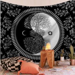 Tenture Murale Yin Yang – Arbre de Vie Cosmique