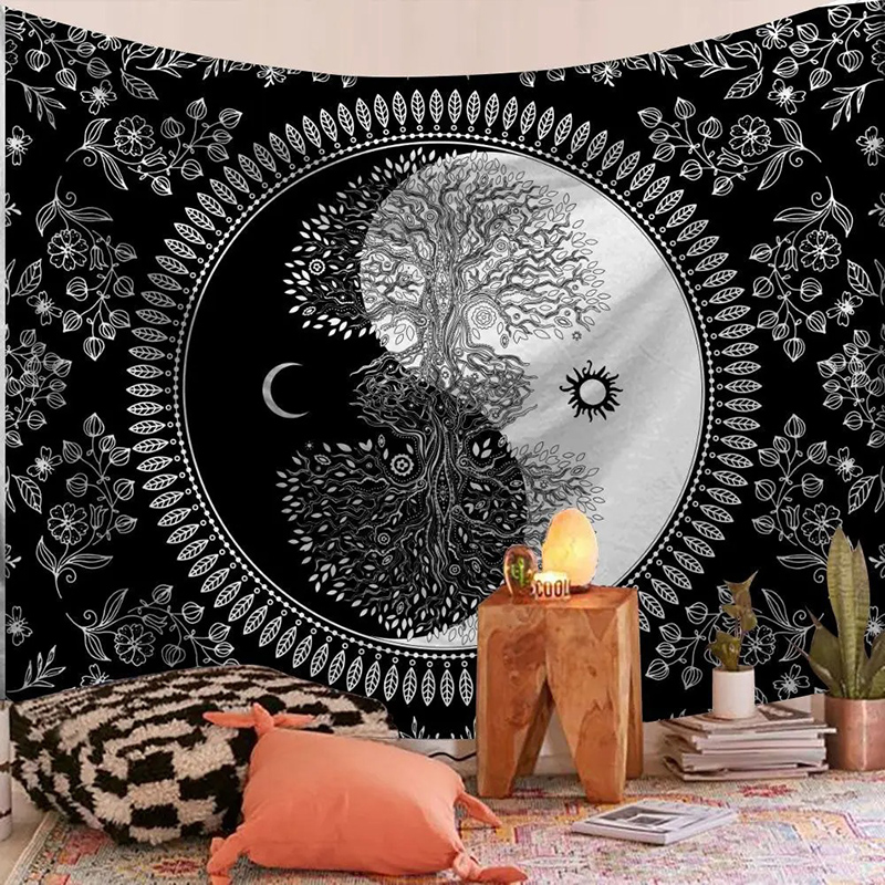 Tenture Murale Yin Yang – Arbre de Vie Cosmique
