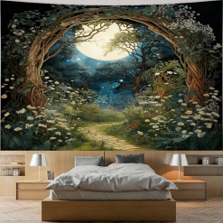 Tenture Murale Bohème Arche Enchantée sous Pleine Lune