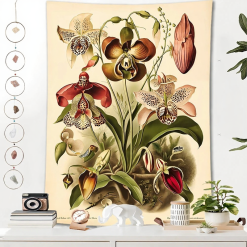 Tenture Murale Bohème Botanique Orchidées Tropicales Vintage