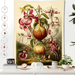 Tenture Murale Bohème Botanique Orchidées et Fleurs Exotiques Vintage