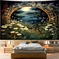 Tenture Murale Bohème Clair de Lune sur Jardin Secret