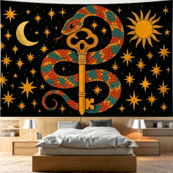 Tenture Murale Bohème 'Clé du Serpent Solaire'