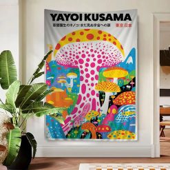 Tenture Murale Bohème Contemporaine Artistique “Champignons Infinis - Hommage à Yayoi Kusama - Tokyo Japon”
