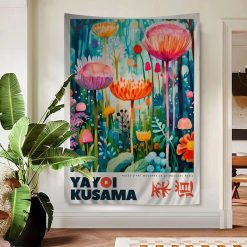 Tenture Murale Bohème Contemporaine Artistique “Jardin Psychédélique - Hommage à Yayoi Kusama”