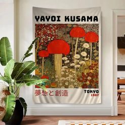 Tenture Murale Bohème Contemporaine Artistique “Rêverie Fongique - Hommage à Yayoi Kusama - Tokyo 1987”