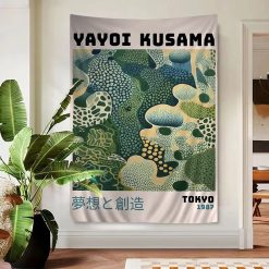 Tenture Murale Bohème Contemporaine Artistique “Rêves Organiques - Hommage à Yayoi Kusama - Tokyo 1987”