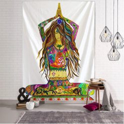Tenture Murale Bohème Femme en Méditation – Énergie du Om