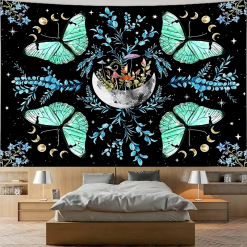 Tenture Murale Bohème Jardin Céleste des Papillons Turquoises