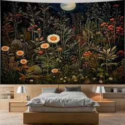 Tenture Murale Bohème Jardin Sauvage sous la Lune