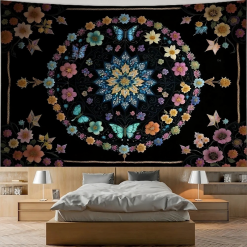Tenture Murale Bohème Mandala des Papillons Fleuris