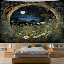 Tenture Murale Bohème Nuit d’Étoiles sur Jardin Secret