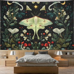 Tenture Murale Bohème Papillon Lunaire et Forêt Enchantée