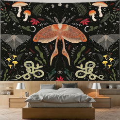 Tenture Murale Bohème Papillon Lunaire et Serpents Mystiques