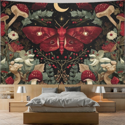 Tenture Murale Bohème Papillon Rouge des Bois Mystiques