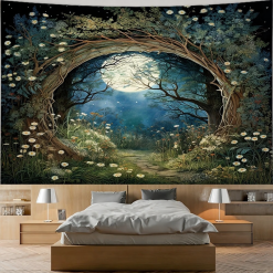 Tenture Murale Bohème Portail Lunaire du Jardin Secret