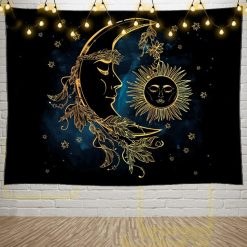Tenture Murale Bohème “Union Solaire et Lune Dorée”