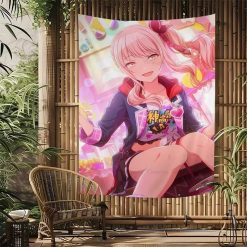 Tenture Murale Japonaise Manga Jeune Héroïne aux Couleurs Étincelantes
