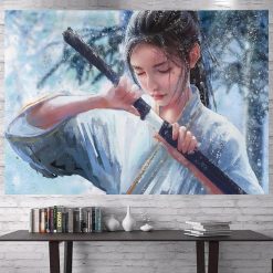 Tenture Murale Japonaise Manga Samouraï Blancheur d’Hiver