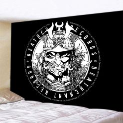 Tenture Murale Japonaise - Masque de Samouraï Guerrier
