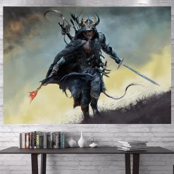 Tenture Murale Japonaise Ukiyo-e Guerrier Oni au Sabre Maudit