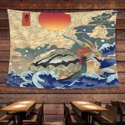 Tenture Murale Japonaise Ukiyo-e Oni de Feu et Colère Éternelle