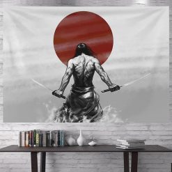 Tenture Muralea Japonaise Ukiyo-e Samouraï au Soleil Levant