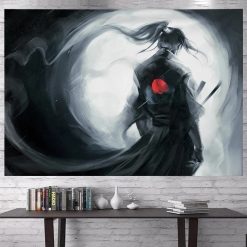 Tenture Murale Japonaise Ukiyo-e Samouraï de l’Ombre au Clair de Lune