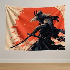 Tenture Murale Japonaise Ukiyo-e Samouraï du Soleil de Sang