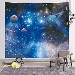 Tenture Murale Paysage Astral Galaxie étoilée Cosmos Bleu