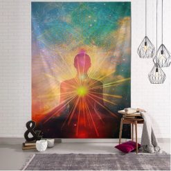 Tenture Murale Spirituelle Rayonnement du Cœur et Énergie Cosmique