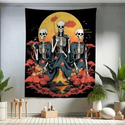 Tenture Murale Tête de Mort Jour des Morts Trinité des Ombres Éternelles