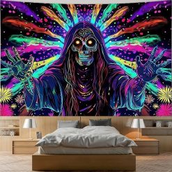 Tenture Murale Tête de Mort L’Appel du Néon Sombre
