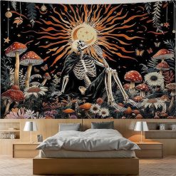Tenture Murale Tête de Mort 'Méditation Solaire'