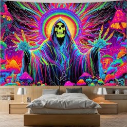 Tenture Murale Tête de Mort Messager du Spectre Néon