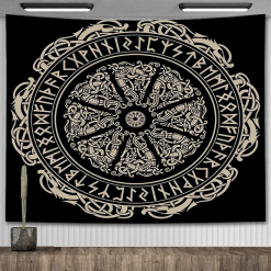 Tenture Murale Viking - Cercle Runique des Drakkars